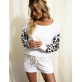 thumbnail image 6 of Uniexcosm Women's Loungewear Set Long Sleeve Tops and Shorts Sleepwear, 6 of 10
