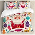 thumbnail image 3 of Christmas Decorations Twin Size Duvet Cover Set, Jolly Santa Theme Vintage Style New Year Tree Leaves Hearts Autumn Color, Decorative 2 Piece Bedding Set with 1 Pillow Sham, Multi, by Ambesonne, 3 of 3