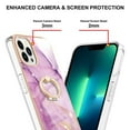 thumbnail image 3 of Nalacover Marble Pattern Case for iPhone 14 Pro Max, Diamond Rotated Ring Holder Kickstand Slim Fit Cover with Electroplated Frame All-Inclusive Lens Protection Anti-Shock Case, White Purple Marble, 3 of 4