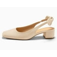 thumbnail image 3 of Womens Chunky Low Heels Bow Slingback Pumps Closed Square Toe Wedding Party Dress Shoes, 3 of 6