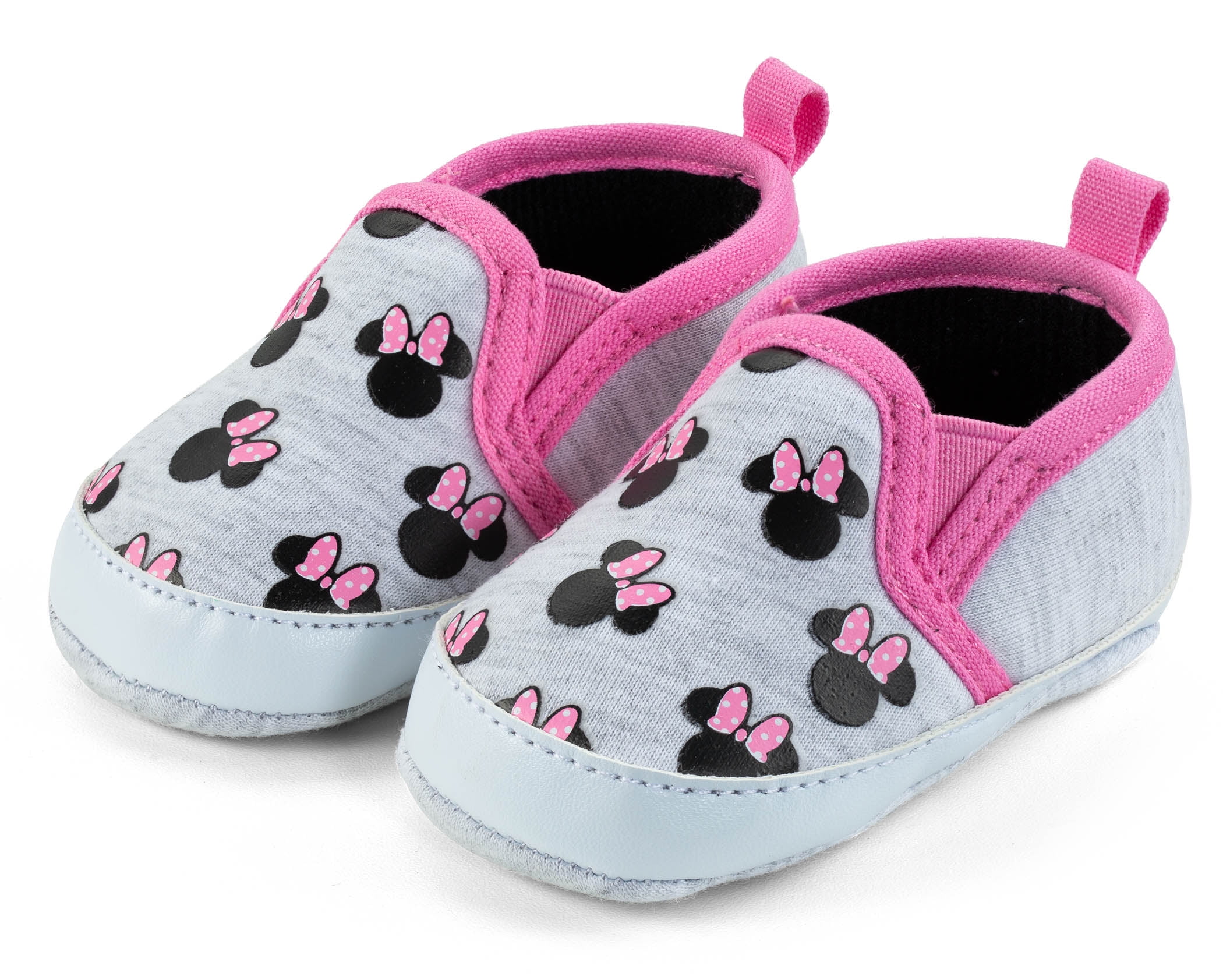 Disney Minnie Mouse Baby Girl Crib Shoes Size 3-6 Months Glitter Silver 