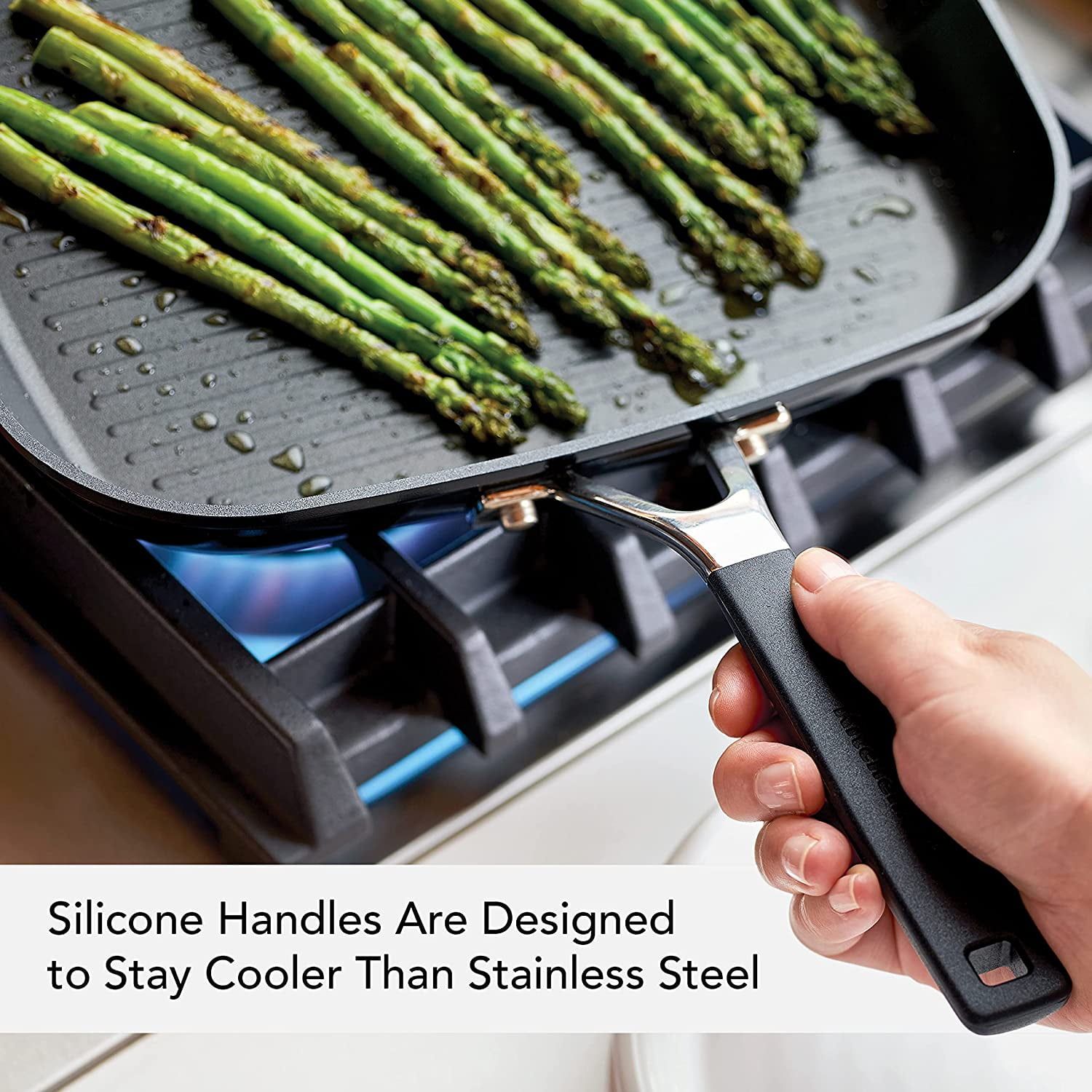 Hard Anodized Nonstick Square Grill Pan, 11.25 Inch,  Black