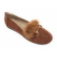 thumbnail image 3 of Women’s Loafer Flats with Faux Fur and Gold Chain Accent – Soft Suede-Like Slip-On Shoes – Comfortable Casual Dress Flats for Work, Office, Travel, or Everyday Wear, 3 of 5