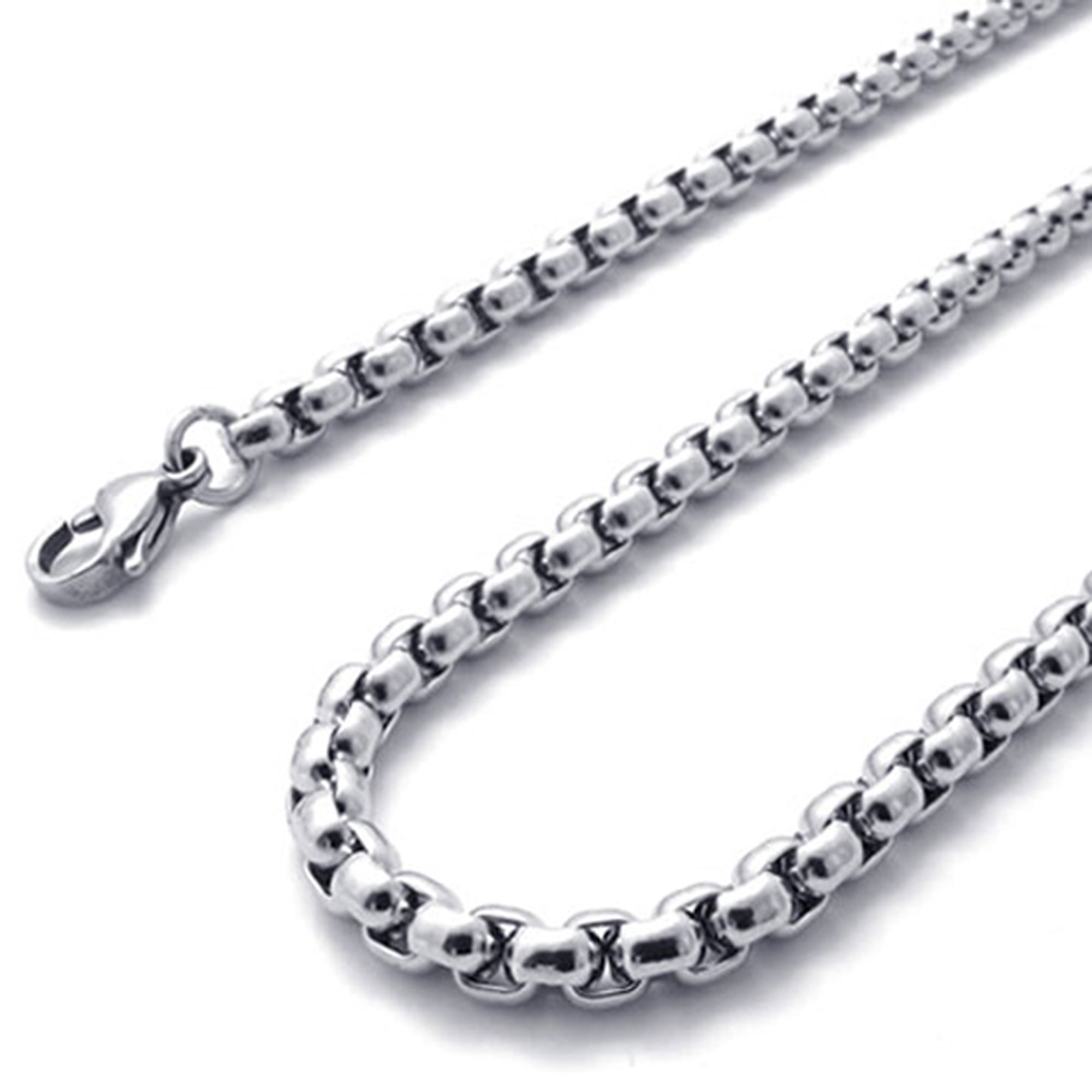 zr_alf 1mm Rolo Link Cable Chain Necklace in Black Metal Italy Sterling Silver 20 Inch