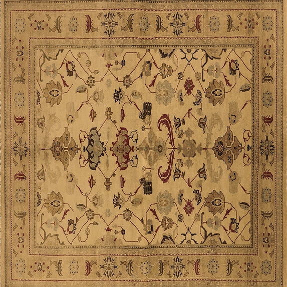 Ahgly Company Indoor Square Oriental Brown Industrial Area Rugs, 5' Square