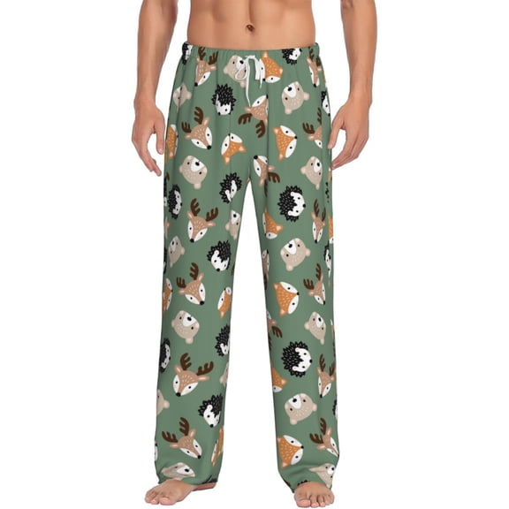 Salouo Animal Heads Print Pajama Pants for Men, Lounge Pants Elastic Waistband Casual Men's sleepwear Loungewear Sleep Pajama Pant -Medium