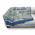 thumbnail image 3 of Nautical Anchor Soft Flannel Fleece Blanket, Whale Sail Boat Steering Wheel and Old Lighthouse Fishing Theme Sketchy, Cozy Plush for Indoor and Outdoor Use, 70" x 90", Eggshell Blue, by Ambesonne, 3 of 6