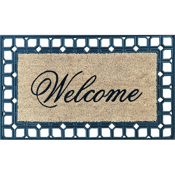 Mainstays Welcome Rubber Frame Doormat