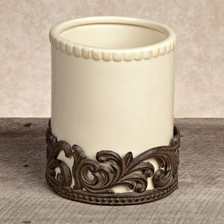 - GG Collection Ceramic Utensil Holder with Metal Base - Cream