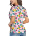 thumbnail image 3 of Wukai Pineapple And Leaves Classic V-Neck T-Shirt for Women: Comfortable, Stylish, and Versatile Wardrobe Essential-Small, 3 of 7