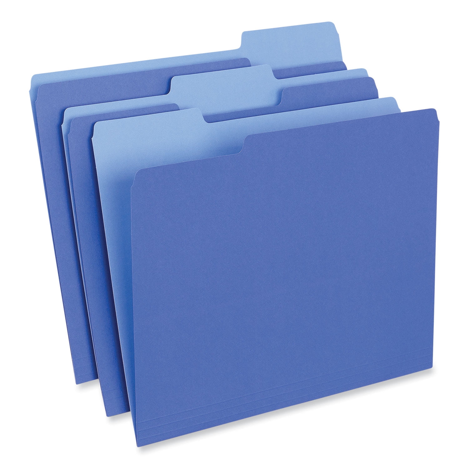 Universal Deluxe Colored Top Tab File Folders, 1/3-Cut Tabs, Letter Size, Blue/Light Blue, 100/Box (10501)