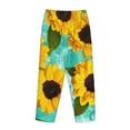 thumbnail image 5 of Xecao Sunflowers With Green Leaves Women's Straight Lounge Pajama Pants: The Epitome of Relaxed Sleepwear, 5 of 9