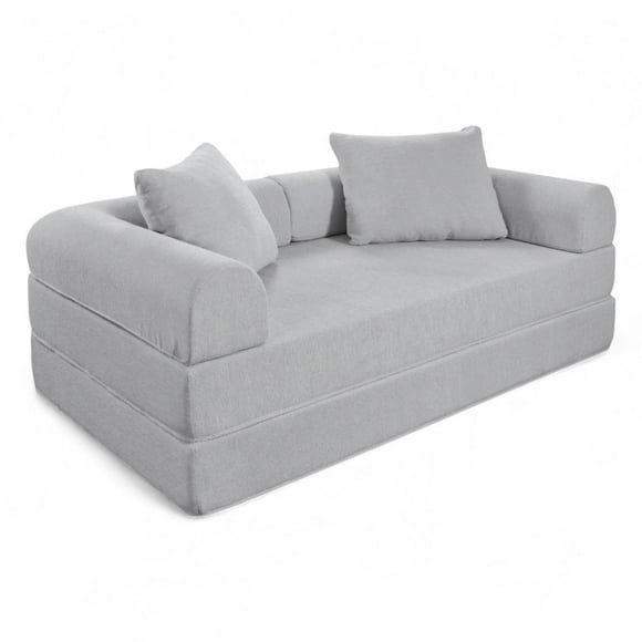 SOFA CAMA TEDDY CHENILLE SILVER