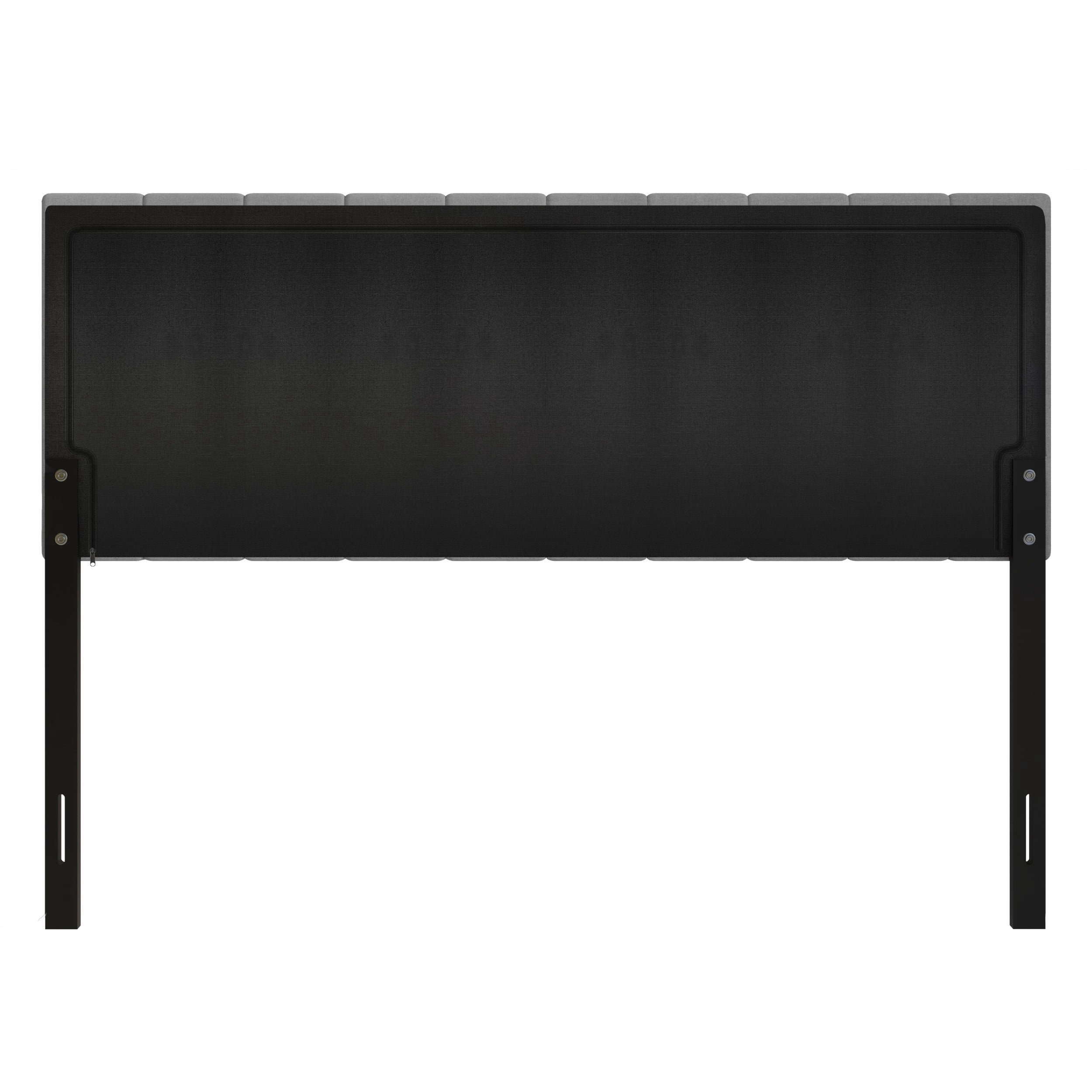 Home Design Dennis Queen Upholstered Headboard with Vertical Channel Design, Adjustable Height, Gray