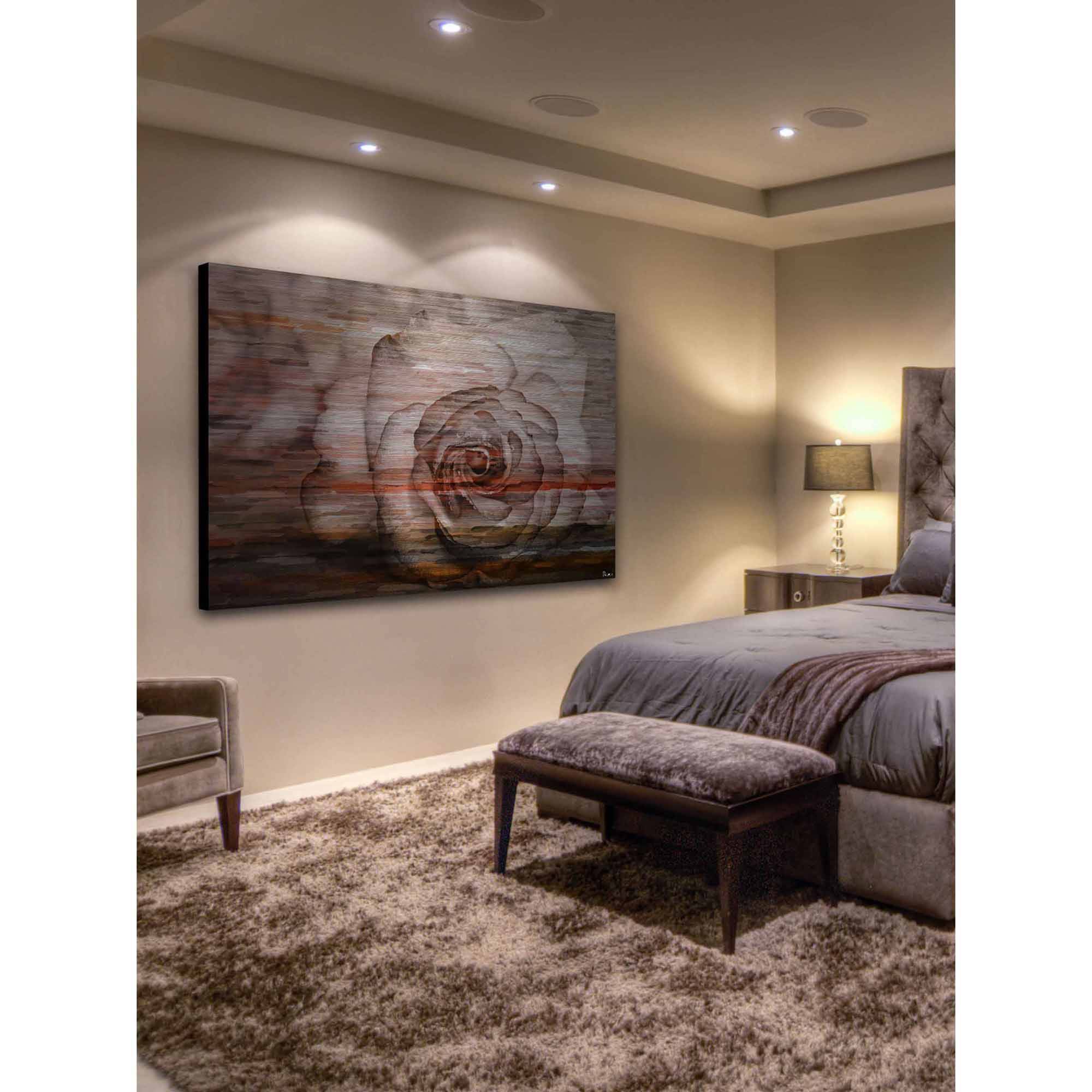 Parvez Taj  'Sleeping Rose' Painting Print on Brushed Aluminum 18 x 12