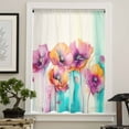 thumbnail image 4 of Spring Floral Semi Sheer Curtains Drapes for Living Room, Bedroom, French Doors Window 54 Inches Long, Watercolor Summer Botanical Colorful Rod Pocket Chiffon Curtain Drapery Voile Draperies Panel, 4 of 6