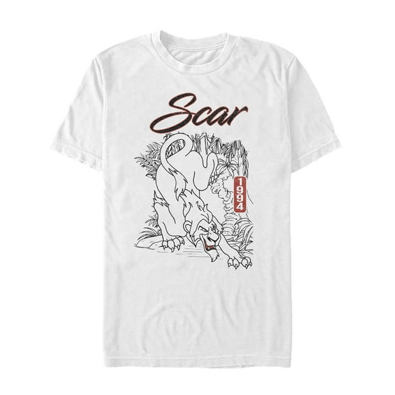 Men's Lion King Scar Slinks Away Graphic Tee White Large