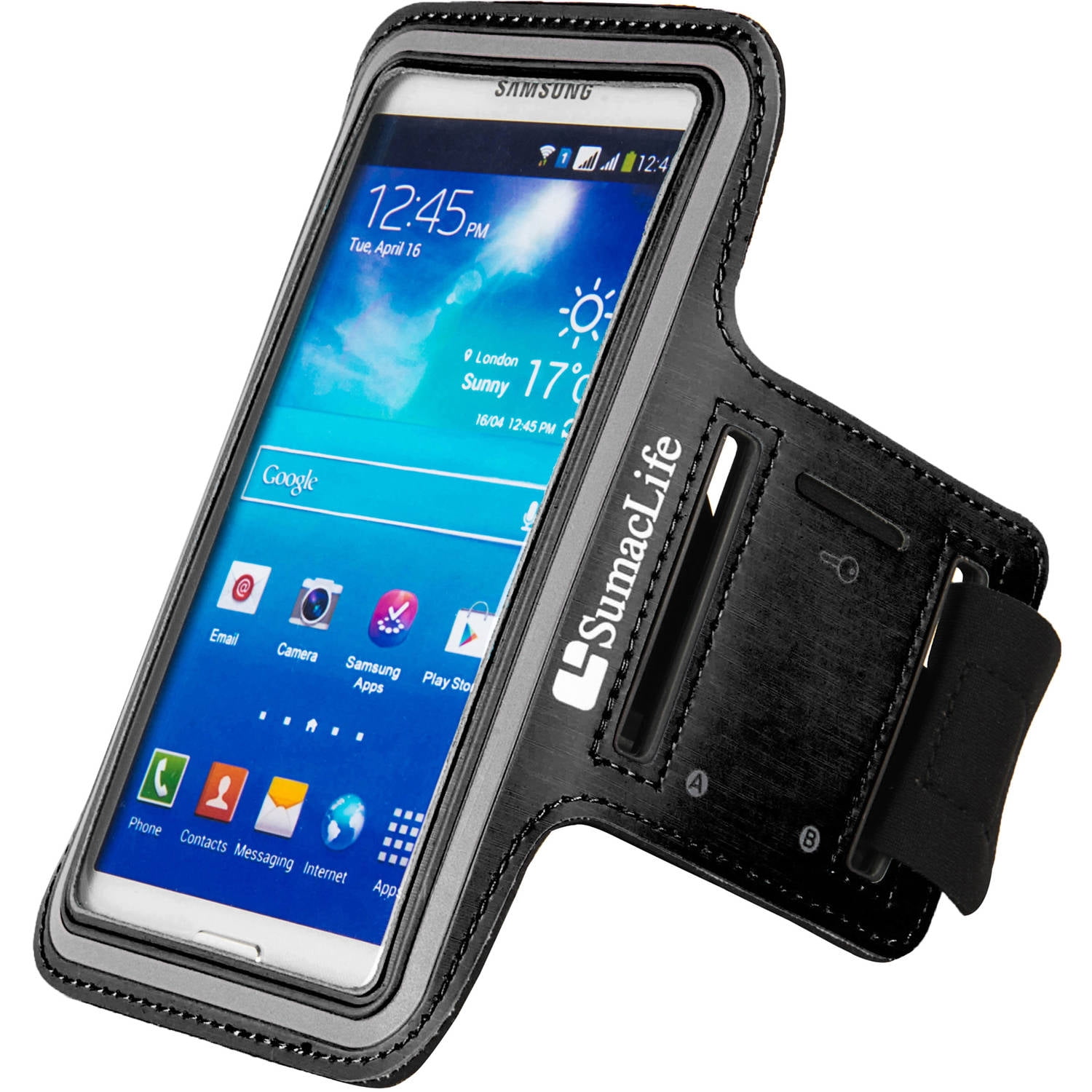 SumacLife Neoprene Adjustable Training Armband With Key Slot for Phones 4.25–4.5 Inch Screens, Black