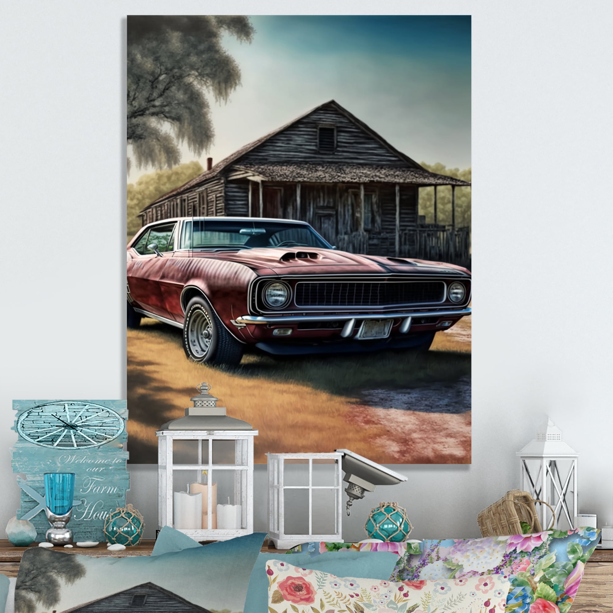 Designart Camero In Barn I Canvas Wall Art