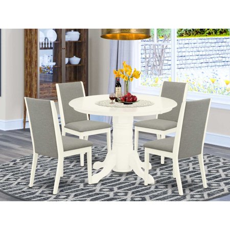 East West Furniture Dining Room Set Linen White SHLA5-WHI-06 East West Furniture Dining Room Set Linen White SHLA5-WHI-06