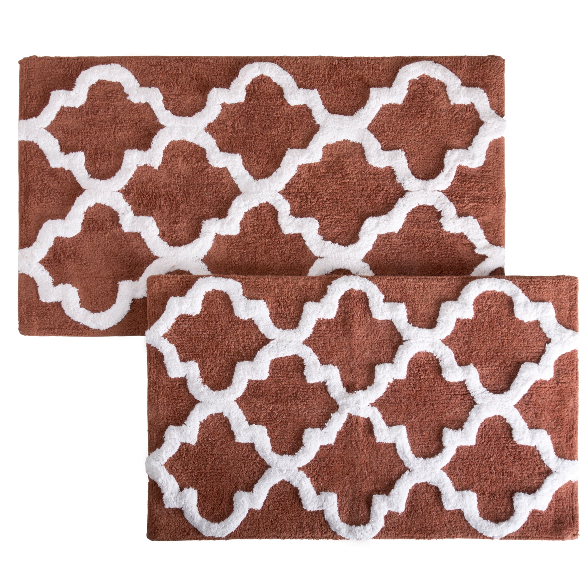 Somerset Home 2 Piece Bathroom Rug Set - 41x24.5 Inch and 34x21 Inch 100% Cotton Bath Mats (Brick)