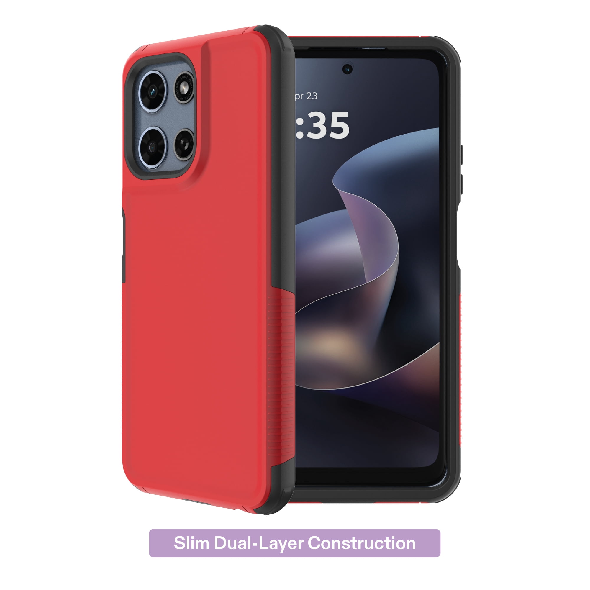 onn Slim Rugged Phone Case for Motorola moto g (2026) - Red/Black