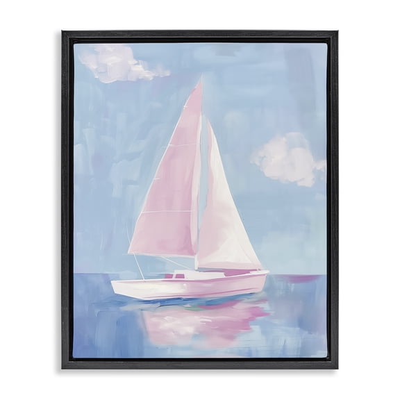 Stupell Industries Transitional Muted Pink Sailboat Black Floating Frame Canvas Art, 17 x 21, by Arlington Prints