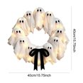 thumbnail image 2 of Halloween Glowing Ghost Wreath, Light-up Spooky Wreath with 12 Ghost Decor, RC, 6H Timer, Ideal for Halloween Party (D 16x3inch), 2 of 9