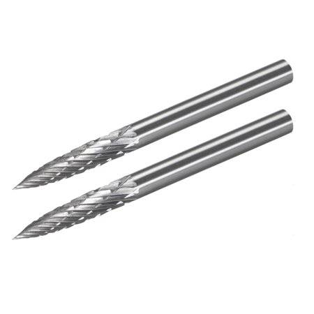- Tungsten Carbide Double Cut Rotary Burrs Files Pointed Cone Shape, 1/8 Inch Shank Diameter, 1/8 Inch Head Size 2pcs