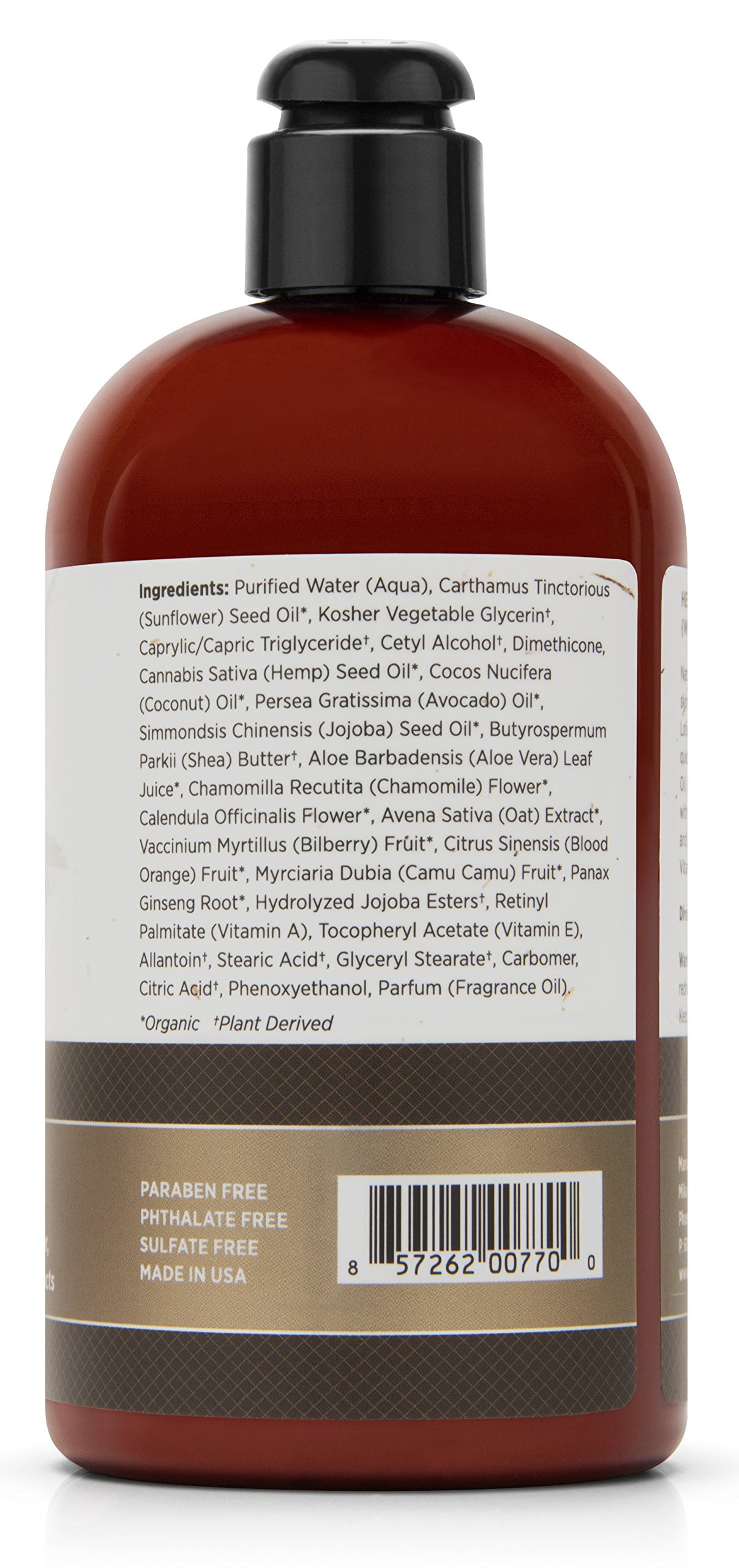 Mika Naturals Wild Vanilla Ginger Hemp Seed Hand & Body Lotion for Dry Skin, 16 fl oz