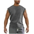 thumbnail image 2 of Men's Tank Tops Suede Tank Top Sports Pullover Round Neck Fitness Clothing Top Sumeer Sleeveless T Shirts for Men Workout Gym Shirts, 2 of 8
