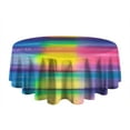 thumbnail image 5 of Colorful Striped Tie Dye Pattern Round Tablecloth 60"x60",Wrinkle Wipeable Table Cloth for Kitchen Dining Room Picnic Patio Party, 5 of 6