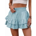 thumbnail image 2 of Women'S High Waist Ruffle Mini Skirt Tiered Short Skirt with Shorts Underneath L, 2 of 6
