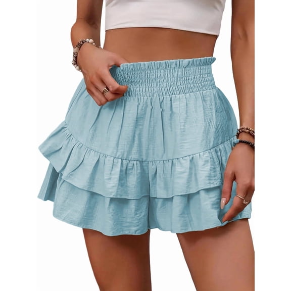 Women'S High Waist Ruffle Mini Skirt Tiered Short Skirt with Shorts Underneath XXL