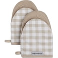 thumbnail image 1 of TRAHOO-Gingham Mini Four Mitaine Lot de 2, Milkshake Tan, 5.5"x8", 1 of 4
