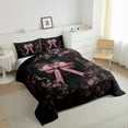 thumbnail image 4 of Feelyou Princess Kawaii Bow Bedding Comforter Set for Kids, Black Pink Bowknot Twin Comforter Sets, Modern Fashion Style Reversible Bedding Set, Lightweight Room Decor, 2 Pieces, 4 of 9