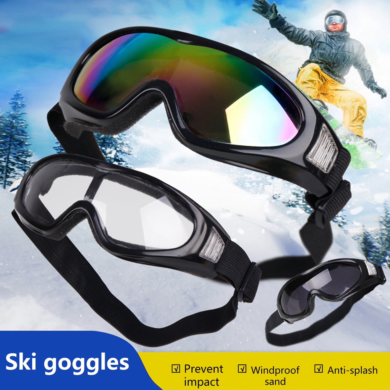Ski Snowrboard Goggles Winter Sports Anti Fog Polycarbonate Double Lens 