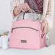 thumbnail image 5 of Bolsa térmica para almuerzo de gran capacidad | Lonchera portátil multifuncional con asa y correa ajustable | Tela resistente al agua | 31 x 26 x 14 cm | Negro, rosa, beige y gris, 5 of 6