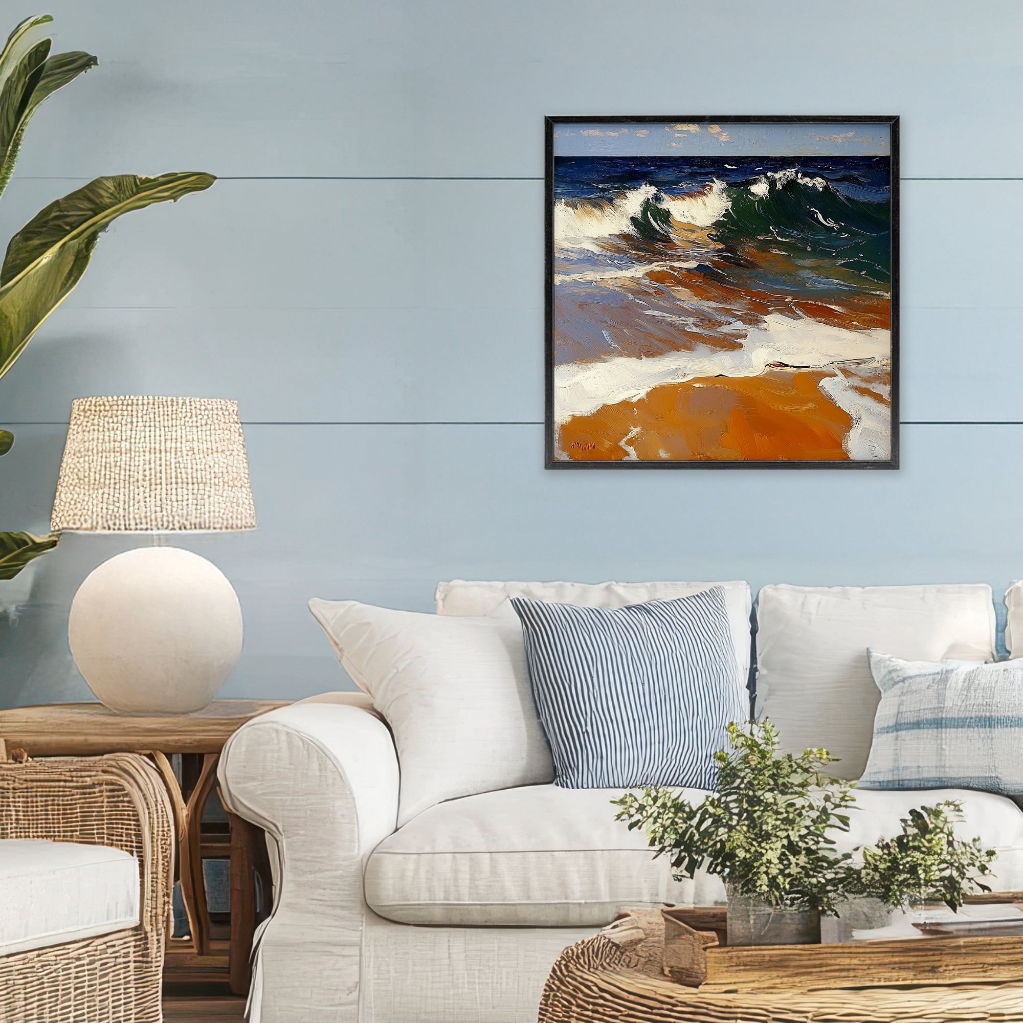 Stupell Industries Glassy Wave Break Black Framed Giclee Art, design by Walker Noble