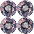 thumbnail image 2 of Shower Caps,Pioneer Flower Floral Print Pattern Waterproof Shower Cap for Women 4 Pieces,Double Reusable Hair Cover for Shower PEVA Elastic Stretch Hem, 2 of 7
