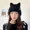 Black, variant on Plush Cat Ear Beanie Hats Windproof Winter Hat Knitted Wool Cap Outdoor-White
