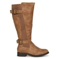 thumbnail image 2 of Women's Leatherette Almond Toe Buckled Elastic Riding Knee High Boot 19756, 2 of 6