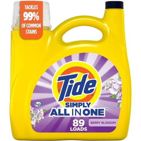 Simply All-In-One Liquid Laundry Detergent, Berry Blossom Scent, 89 Loads, 117 fl oz