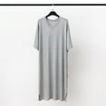 thumbnail image 2 of JTieacloth Sleep Shirt for Men Male Solid Color Short Sleeve Round Neck Nightdress Robe Homewear Gray, 2 of 3