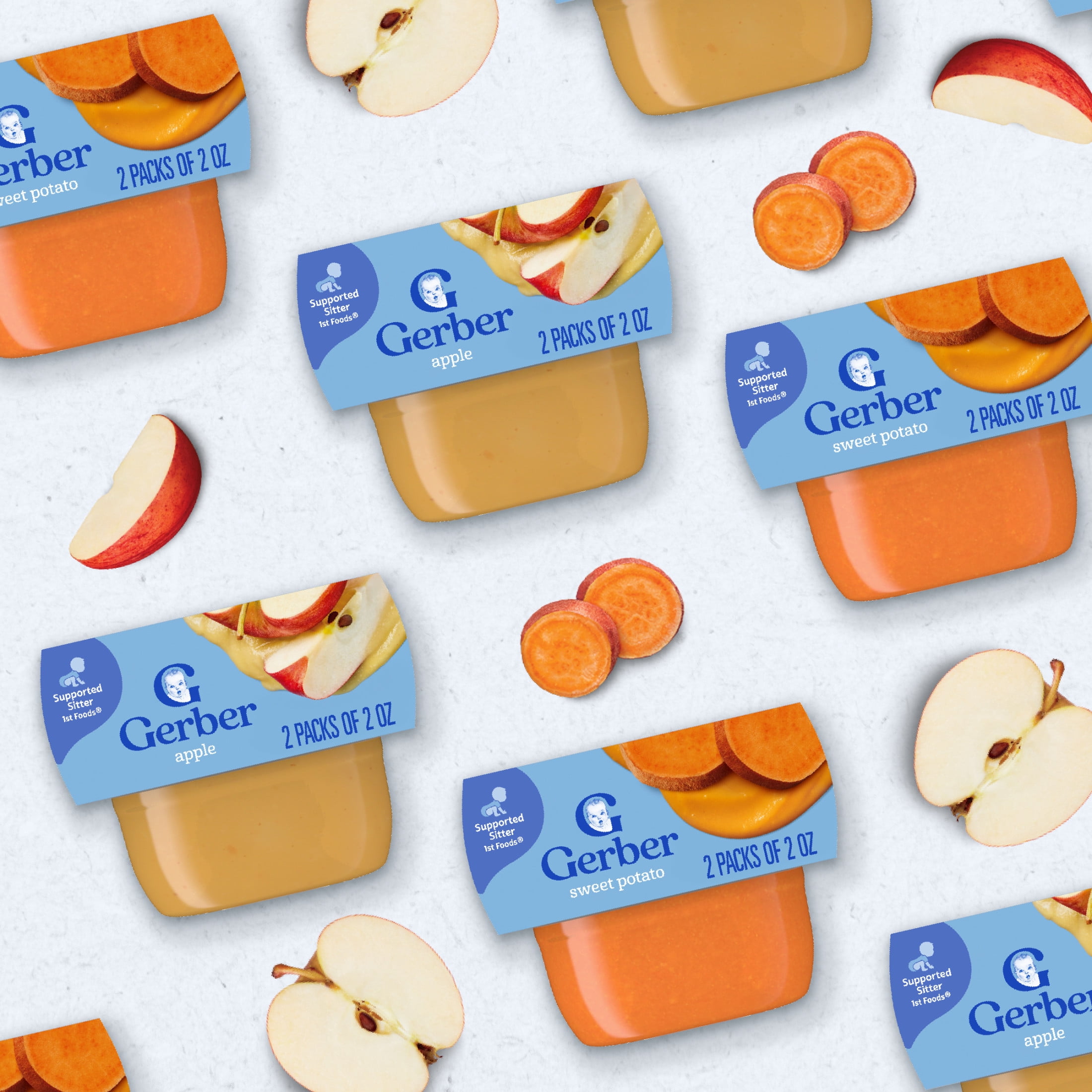 (12 pack) Gerber 1st Foods Baby Food, Apple Puree, Clean Label Project, 2 oz Tubs (2 Pack)