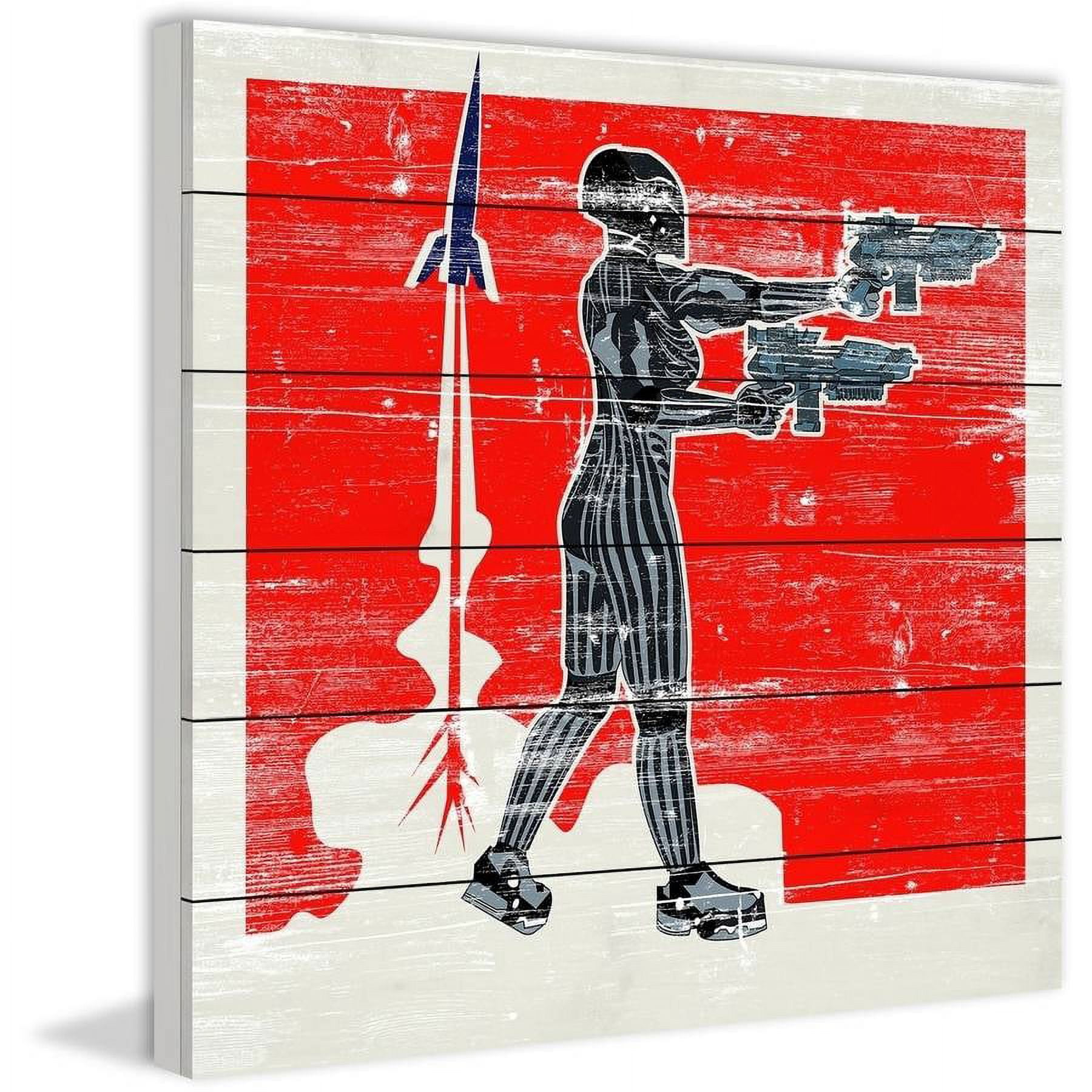 Guns Blazing Painting Print on White Wood