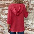 thumbnail image 5 of TKYCMSUAKI Women Plus Size Shirts Waffle Knit 3/4 Sleeve Tees Button V Neck Drawstring Pullover Hoodie Casual Tunic Tops, 5 of 7