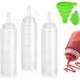 thumbnail image 1 of Botella de Exprimida para Condimentos, 3 Pcs Botellas de Plástico para Condimentos de Exprimible con Embudo, Botellas Exprimibles Rellenables para Ketchup, Salsas, Jarabe, Condimentos y Artes, 1 of 4