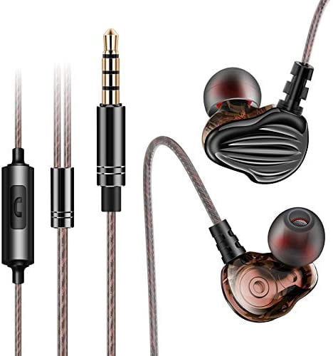 F6 Dual Dynamic Driver Earbuds Balanced Sound for Music,with Mic and in-line Control-Black