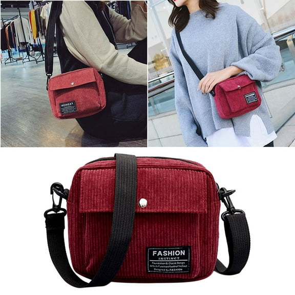 WHAMVOX Corduroy Bag Simple Crossbody for Women Shoulder Bags Women's Red